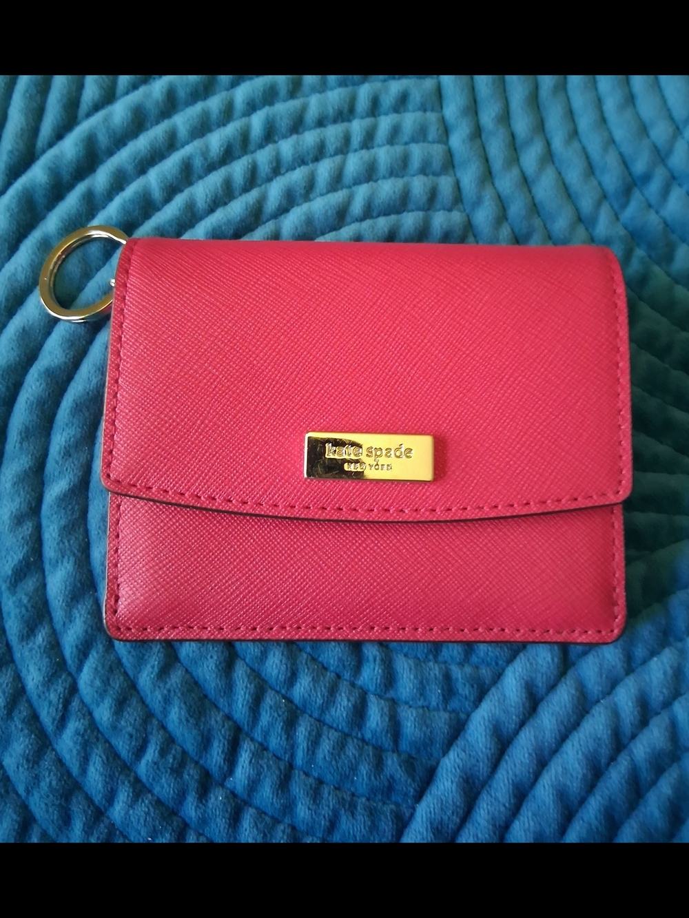 kate spade Red Saffiano Card Holder with Key Ring